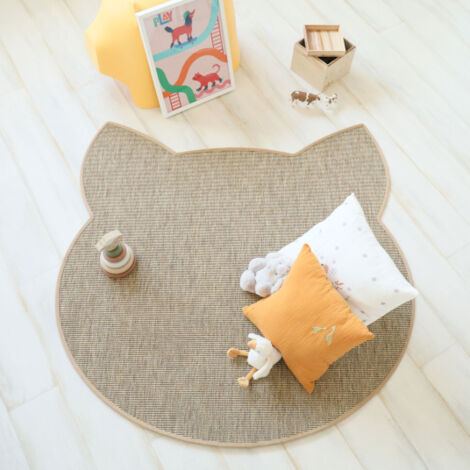 Tapis chat design - Miaou chic - Beige - 200 x 200 cm (1/5)