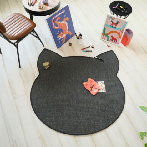 Tapis chat design - Miaou chic - Gris ardoise - 120 x 120 cm (1/5)