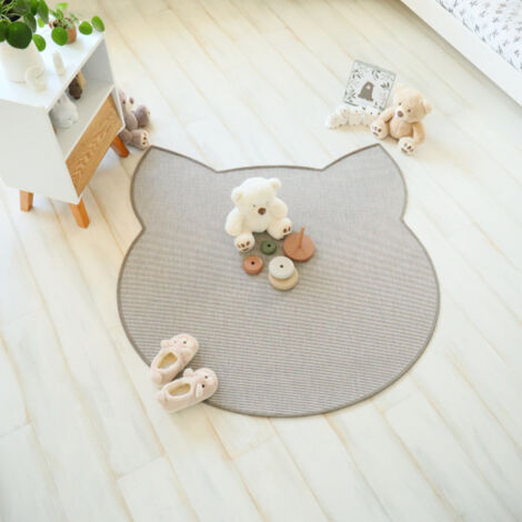 Tapis chat design - Miaou chic - Blanc craie - 150 x 150 cm (1/5)