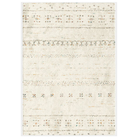 Décoweb – Tapis berbère 120 x 170 cm – Motif ethnique en polypropylène – Texture laineuse épaisse – Résistant et facile d'entretien