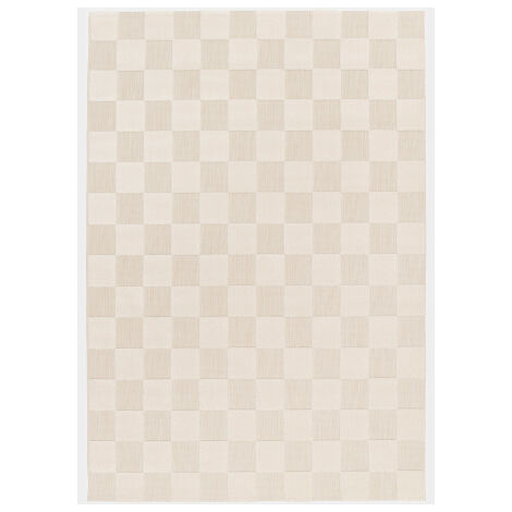 Tapis intérieur et extérieur motif damier - Petit Marius - Crème - 200 x 290 cm