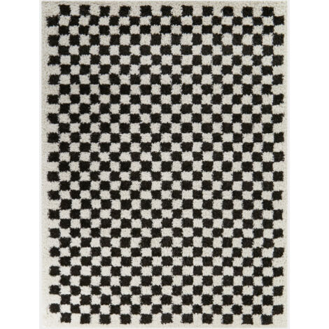 Tapis damier à poils longs - Colorama - Noir et blanc - 160 x 230 cm (1/5)