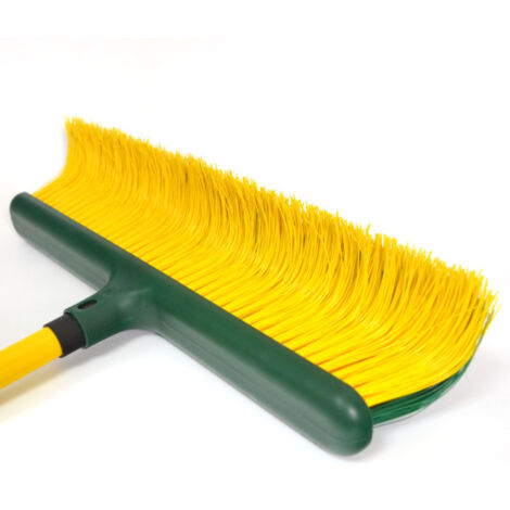 Décoweb – Balai de jardin pour gazon synthétique – Manche télescopique ajustable 92-150 cm – Brosse courbe 38 cm – Entretien pelouse artificielle