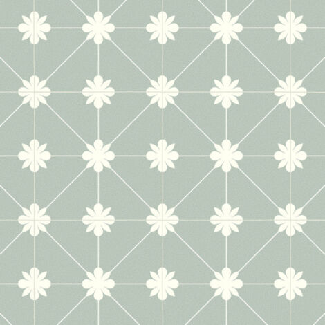 Sol Vinyle Textile - Aspect carreaux vert sauge - Echantillon 15 x 20 cm