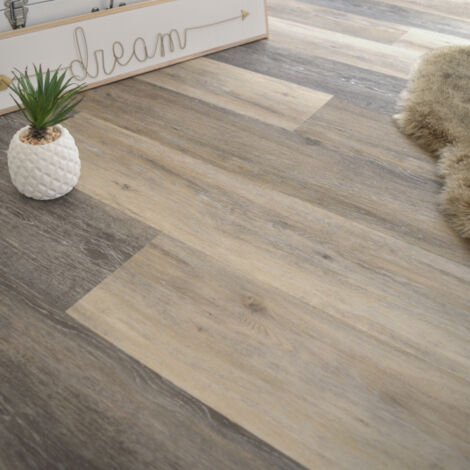 Décoweb – Lame sol vinyle rigide clic 5G – Parquet chêne brossé panaché – 122 cm x 18 cm – Surface 1,76 m² – Résistance à l'humidité