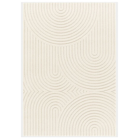 Décoweb – Tapis shaggy en relief 240 x 340 cm – Courbe crème – Épaisseur 14 mm – Composition 60% polypropylène, 40% polyester – Certification Oeko-Tex