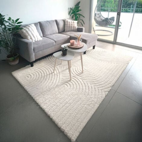 Tapis de salon en relief - Circle - Courbe crème - 160 x 230 cm