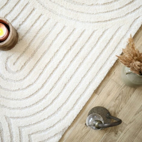 Tapis de salon en relief - Circle - Courbe crème - 160 x 230 cm