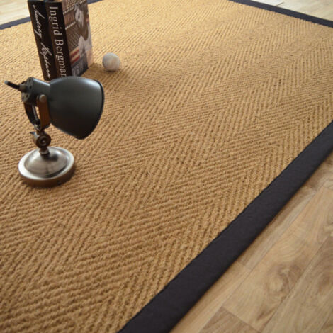 Tapis Coco - Paravan chevron - Ganse coton noire - 200 x 200 cm (1/5)