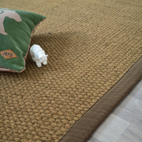 Tapis Coco - Delhi panama - Ganse coton marron - 200 x 200 cm