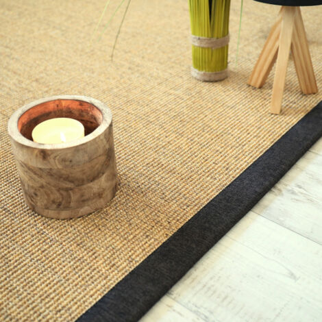 Tapis sisal Yucatan chaume - Ganse chenille brun chiné - 140 x 200 cm (1/5)