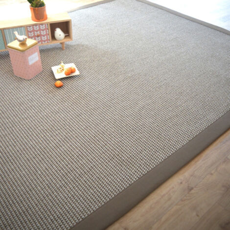 Tapis tissé plat - Lombok silver - Ganse coton taupe - 200 x 200 cm