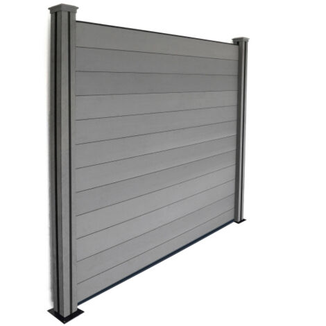 Décoweb – Panneau occultant brise-vue en composite – Gris – Largeur 209 cm – Résistant aux UV et moisissures – Montage facile avec équerres fournies