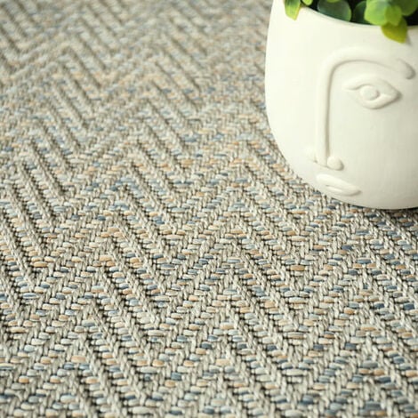 Tapis Tissé plat natté - Sumatra Naturel - Galon synthétique beige - 80 x  150 cm