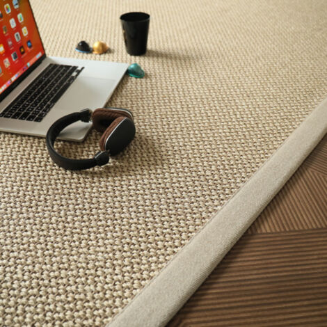 Tapis naturel en Sisal - Slow ficelle lin - Ganse lin naturel - 200 x 290 cm