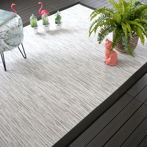 Tapis intérieur / extérieur - Bornéo blanc - Ganse noire - 250 x 350 cm (1/5)