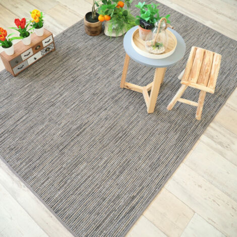 Tapis intérieur / extérieur en tissé plat - Bornéo silver - Galon couleur lin - 250 x 350 cm (1/5)