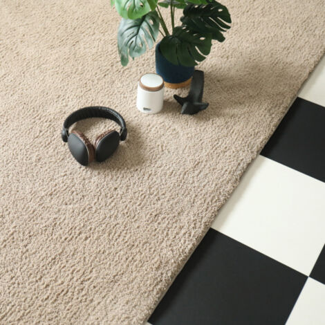 Tapis Cocoon - Grège - Galon fauve - 140 x 200 cm (1/5)