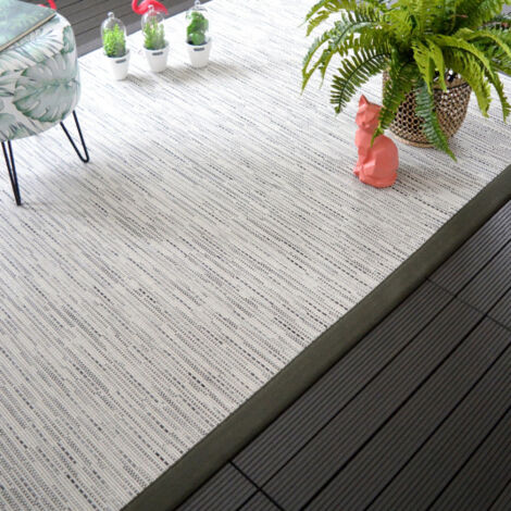 Tapis intérieur / extérieur - Bornéo blanc - Ganse anthracite - 250 x 350 cm (1/5)