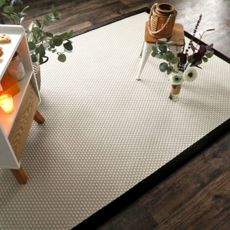 Tapis intérieur / extérieur Natté - Sumatra Blanc - Ganse Noire - 250 x 350 cm (1/5)