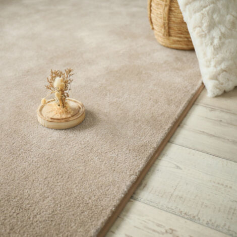 Tapis doux - Hypnose beige nude - Galon tabac - 200 x 200 cm (1/5)