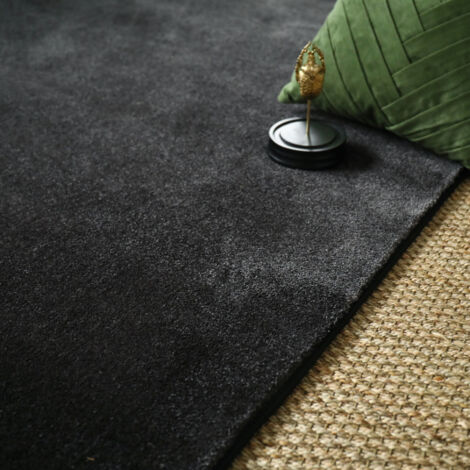 Tapis doux - Hypnose noir velours - Galon noir - 80 x 150 cm (1/5)