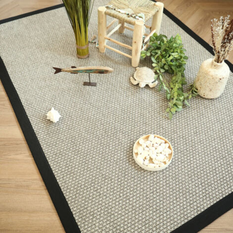 Tapis intérieur / extérieur - Natté Sumatra silver - Ganse noire - 250 x 350 cm (1/5)