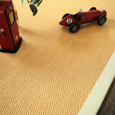 Tapis en sisal naturel - Veracruz chevron - Miel et écru - 250 x 350 cm (1/4)