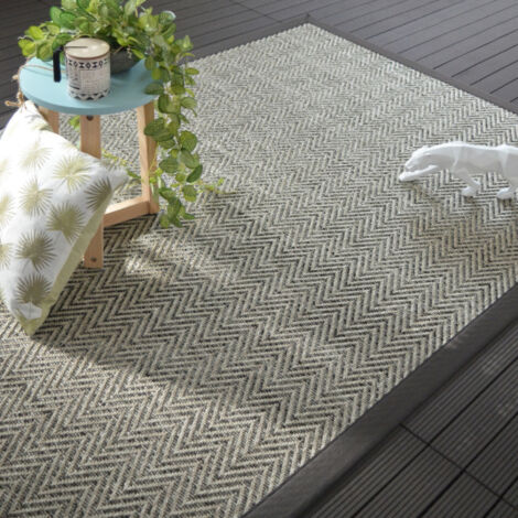 Tapis intérieur / extérieur - Java Chevron silver - Ganse anthracite - 250 x 350 cm (1/5)