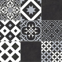 Sol Vinyle effet Carreaux noir et blanc - Rouleau de 3m x 2m