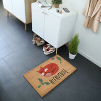 Décoweb – Paillasson coco 45 x 75 cm – Renard – Résistant au grattage – Anti-poussière – Montage sur semelle PVC
