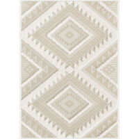 Tapis en relief géométrique - Salvador - Losanges écru et beige naturel - 120 x 170 cm
