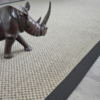 Tapis sisal - Kidara nuage - Ganse coton noire - 200 x 200 cm