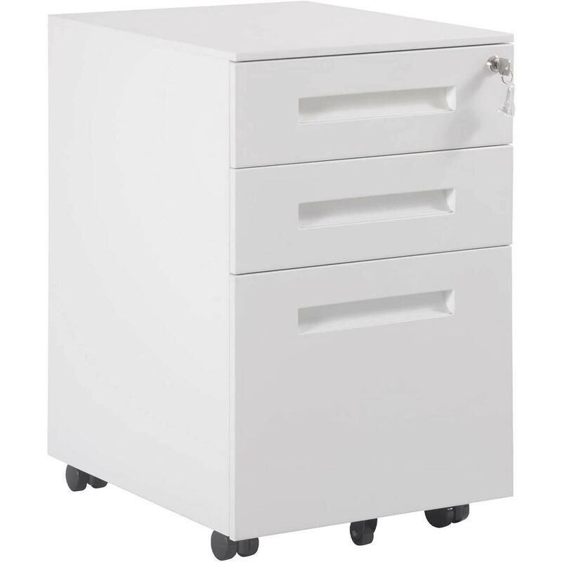 Metall Bürocontainer Rollladenschrank Aktenschrank  Kabinett mit 3Schublade Weiß 