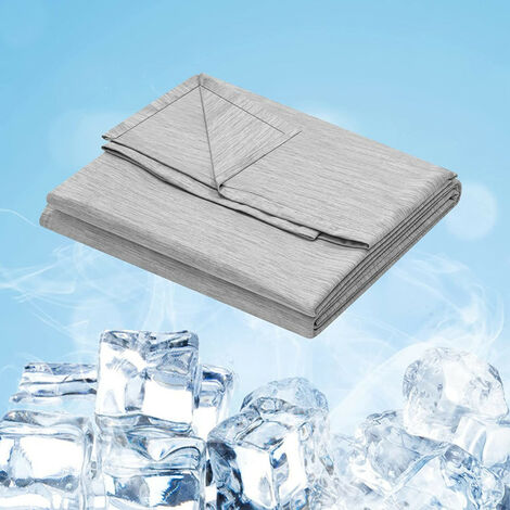 WOLTU Sommerdecke Selbstkühlende Decke Mikrofaser Arc-Chill, Kühldecke mit Q-Max0.45, Kühl und Hautfreundlich, weiche Sofadecke Reisedecke 150 x 200cm Hellgrau