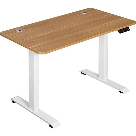 WOLTU Höhenverstellbar Schreibtisch Elektrisch mit Tischplatte 120 x 60 cm und 4 Memory-Steuerungen Eiche + Weiß Gestell