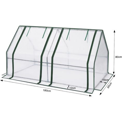 WOLTU Foliengewächshaus Tomatengewächshaus mit aufrollbaren Fenstern 140g/m² PE Treibhaus Tomatenhaus Frühbeet 180x90x90cm, Weiß