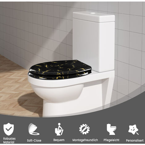 WC-Sitz D-Form Mit Softclose – Antibakteriell, Absenkautomatisch, Weiß, Für Hänge-WC