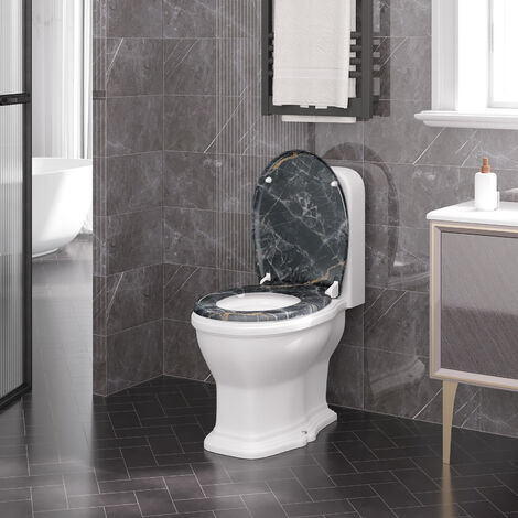 WOLTU Toilettendeckel mit Absenkautomatik Toilettensitz mit Schnellverschluss Klodeckel Klobrille WC Deckel Toilettenbrille Montage von oben und unten bis 175 kg Duroplast