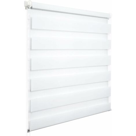 WOLTU Doppelrollo Klemmfix ohne Bohren, Duo Rollo Zebrarollo Fensterrollo Klemmrollo Seitenzugrollo Easyfix lichtdurchlässig und verdunkelnd Rollos für Fenster und Tür, Weiß 105x120 cm (BxH)