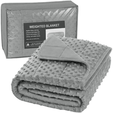 WOLTU Kinder Gewichtsdecke Therapiedecke für Kinder Weiche Baumwolle & Minky Dots Reversible Schwere Decke Entspannungsdecke für Stressabbau,1.4kg, 90x120cm Grau (1/5)