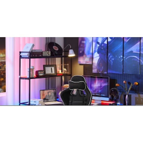 WOLTU Gaming Stuhl Bürostuhl Ergonomisch Gaming Sessel 150 kg belastbar  Computerstuhl mit Fußstütze Lendenkissen Armlehnen verstellbar Wippfunktion  gepolstert Mesh-Gewebe Weiß