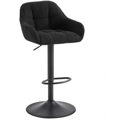 WOLTU 1x Barhocker Barstuhl höhenverstellbar Drehbare Bistrohocker Küchenhocker aus Samtstoff Tresenhocker mit Lehne Fußstütze Chenille Cord Metall Schwarz (1/5)