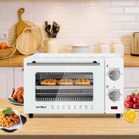 WOLTU 10 Liter Minibackofen, 650 Watt Pizzaofen Backblech mit Timer Toasterofen für Pizza, Toast, Truthahn Weiß (1/5)