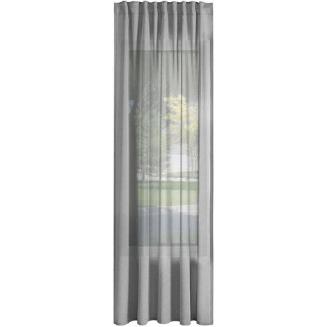 WOLTU 1er Gardinen Leinenoptik Vorhänge Halbtransparent Gardine mit Kräuselband für Schlafzimmer Wohnzimmer 135x175 cm Grau