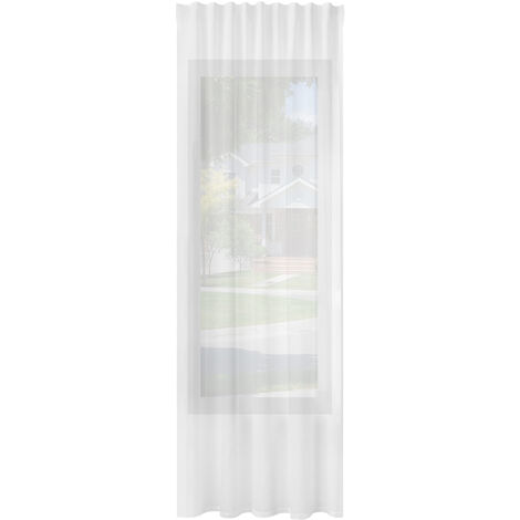WOLTU 1er Gardinen Leinenoptik Vorhänge Halbtransparent Gardine mit Kräuselband für Schlafzimmer Wohnzimmer 135x225 cm Weiß