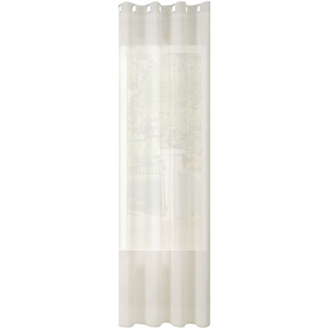WOLTU 1er Gardinen Leinenoptik Vorhänge Halbtransparent Gardine mit Ösen für Schlafzimmer Wohnzimmer 135x245 cm Creme