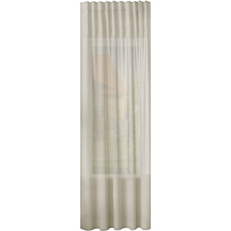 WOLTU 1er Gardinen Leinenoptik Vorhänge Halbtransparent Gardine mit Kräuselband für Schlafzimmer Wohnzimmer 135x225 cm Sand