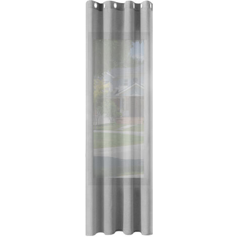 WOLTU 1er Gardinen Leinenoptik Vorhänge Halbtransparent Gardine mit Ösen für Schlafzimmer Wohnzimmer 135x175 cm Grau