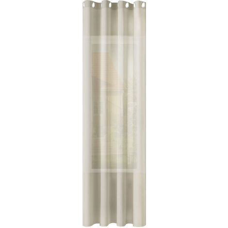 WOLTU 1er Gardinen Leinenoptik Vorhänge Halbtransparent Gardine mit Ösen für Schlafzimmer Wohnzimmer 135x245 cm Sand